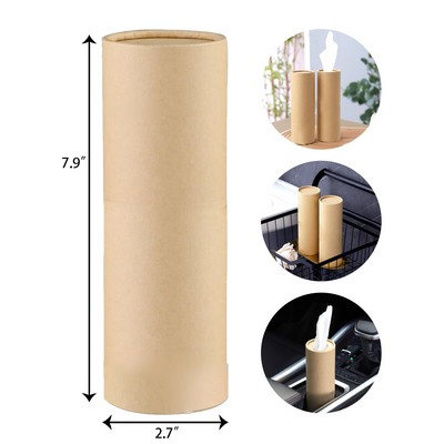 Gold Foil Cylinder Car Tissue Holder with 3-ply Facial Tissues Bulk Holder