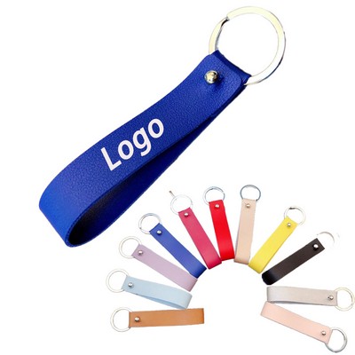 Leather Wide Leather Strap Car Keychain