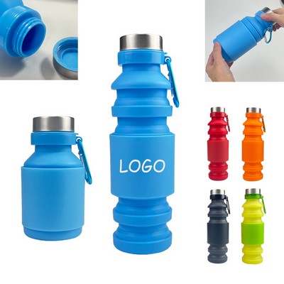 18Oz Portable Outdoor Retractable Silicone Water Bottle