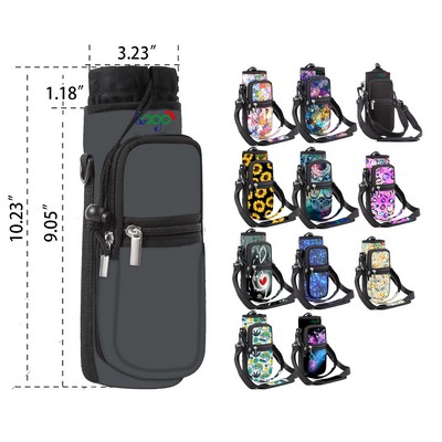 Water Bottle Carrier Bag with Strap Crossbody Water Bottle Holder with Phone Pocket Sling Sleeve