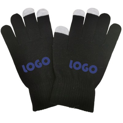 Acrylic Knit Touch Screen Five-Finger Gloves