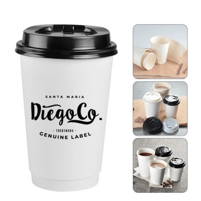 12oz Food Grade Double Wall Paper Cup w/ Lid