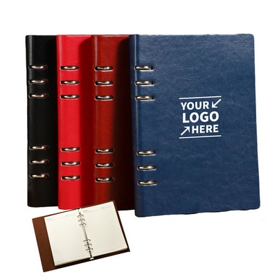 A5 PU Leather Hardcover Refillable Loose-leaf Business Notebook