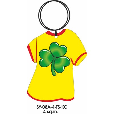 Shamrock T Shirt Key Chain w/Mirrored Back (4 Square Inch)