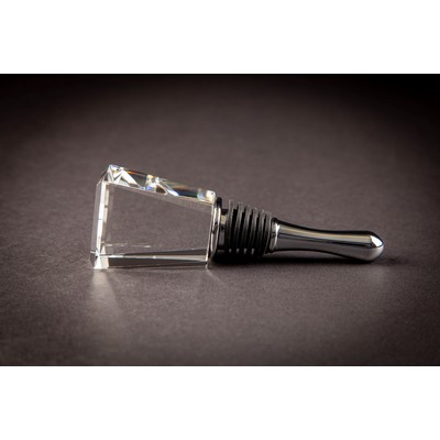 Crystal Tapered Wine Bottle Stopper with metal stem 1 3/4 x 1 1/2 x 1