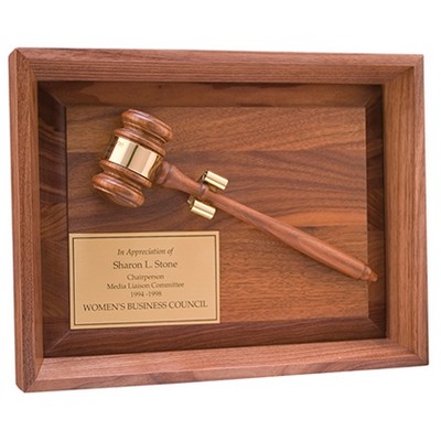 Walnut Shadow Box Award w/ Walnut Gavel (10"x13")