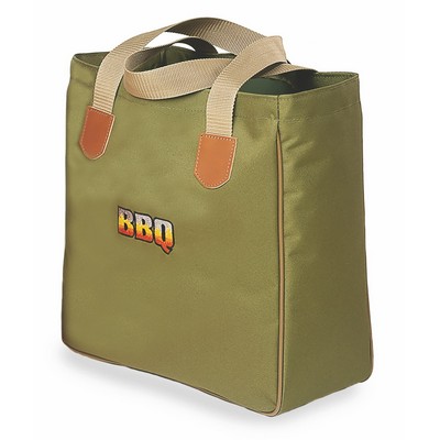 Coors Tote Bag w/Webbing Handles & Leather Shields (600V/B Polyester)