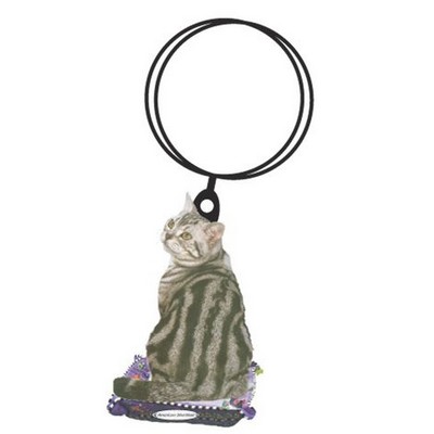 American Shorthair Cat Keychain w/Mirrored Back (10 Square Inch)