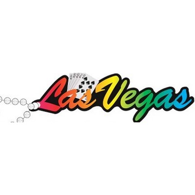 Las Vegas w/ Royal Flush Promotional Key Chain w/ Black Back (10 Square Inch)