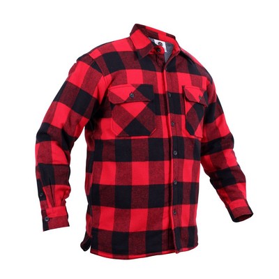 Extra Heavyweight Sherpa Lined Flannel Jacket (Red, Blue, White) (2XL)