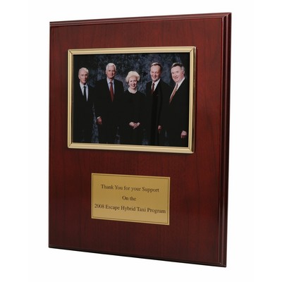 10.5"x13" High Gloss Mahogany Plaque w/Gold or Silver Channel Frame