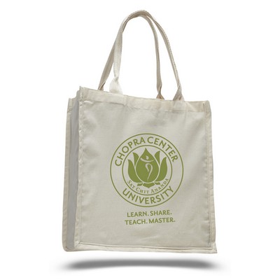 Fancy Natural 100% Cotton Tote Bag w/ Web Handles - 1 Color (15"x16"x6")