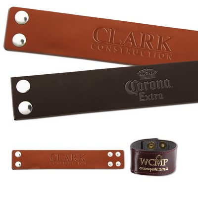 Synthetic Leather Bracelet with Embossed Logo (4 Snaps)