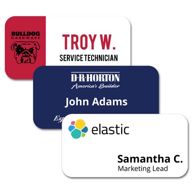 1.5" x 3" Matte Plastic Name Badge w/Full Color Imprint & Personalization