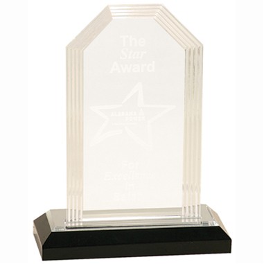 Silver Step Clipped Corner Impress Acrylic Award (7")