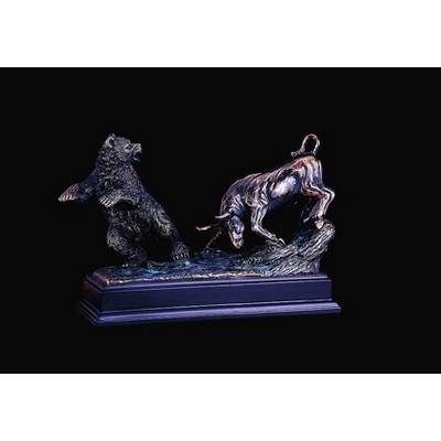 Bull Fighting with Bear, 13"W x 9.5"H