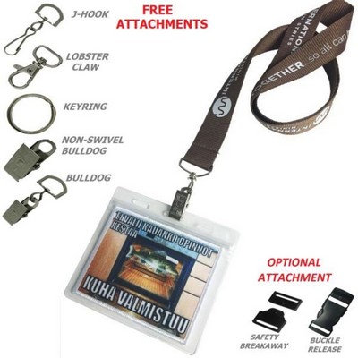 5/8" Lanyards w/ Badge Holder Combo Clear Vinyl