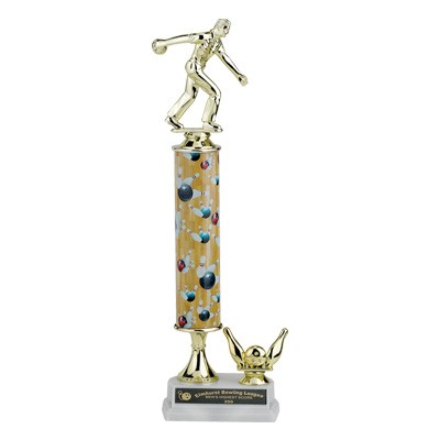 14" Single Column Bowling Trophy w/Bowling Ball & Figure