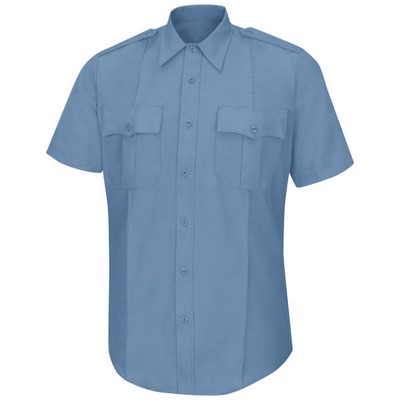 Horace Small - Men's Short Sleeve Zip-Front Sentry Medium Blue Shirt