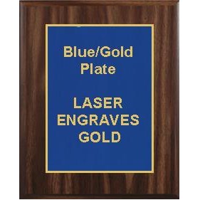 Walnut Plaque 8" x 10" - Blue/Gold 6" x 8" Designer Plate