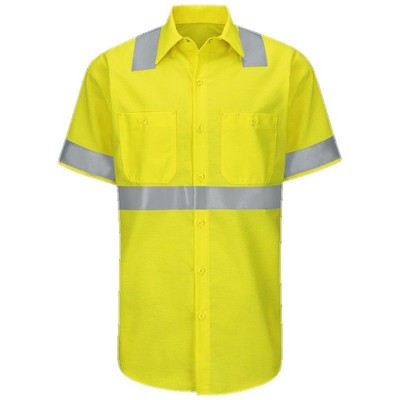 Red Kap™ Hi-Visibility RipStop Short Sleeve Work Shirt - Yellow/Silver