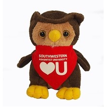 6" Lil' Owl Stuffed Animal w/Bandana & One Color Imprint