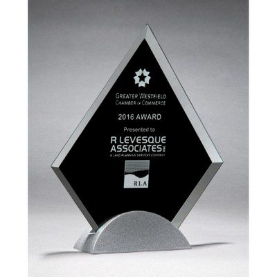 Diamond Series Glass Award with Silver Metal Base (7 1/8"x8.25")