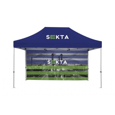 10x15ft Standard Hex Aluminum Frame (40mm post, 1.2mm gauge) w Dye Sublimation Canopy + Full Wall