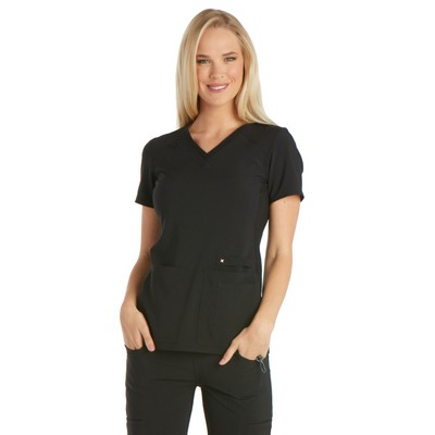 Cherokee - iFlex - Women's 2 Pocket V-Neck Knit Side Panel Top