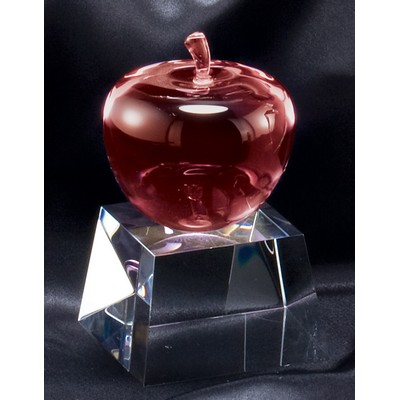 Deeply Red Crystal Apple Award - 5'' H