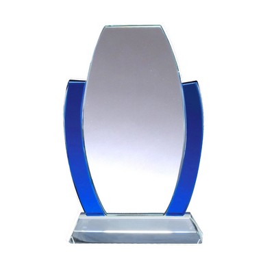 Cadenza Blue Accented Oval Glass Award - 7 3/4'' H