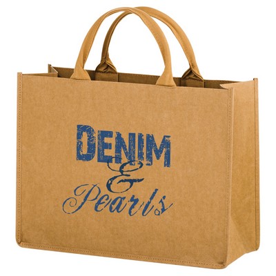 HURRICANE - Washable Kraft Paper Tote Bag w/ Contoured Handles (16"x6"x12")