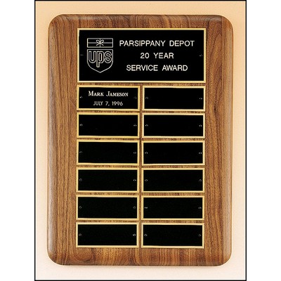 Solid Walnut Perpetual Plaque, 11 x 15", 12 plates