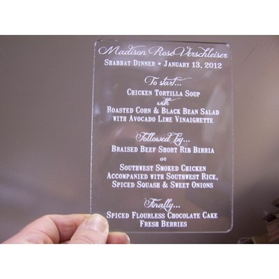 5" x 7" - Clear Acrylic Menu