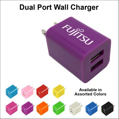 Dual USB 2 Port Wall Charger Purple