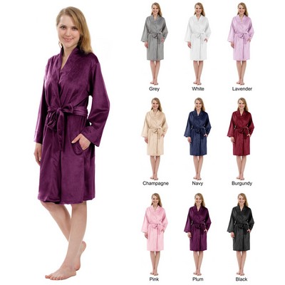 Women's Velvet Fleece Knee-Length Kimono Robe