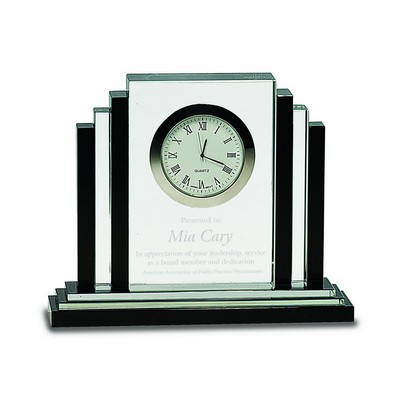 6" Clear Crystal with Clock with Black Crystal Trim