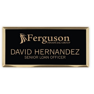 Engraved Metallic Name Badge - Black, 3½" x 2"