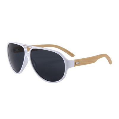 Bamboo Sunglasses - White Frames - Smoke Lenses