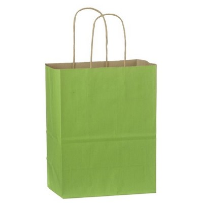 Tinted Natural Kraft Paper Cub Shopping Bag w/Varnish Stripe (8"x4½"x10½")