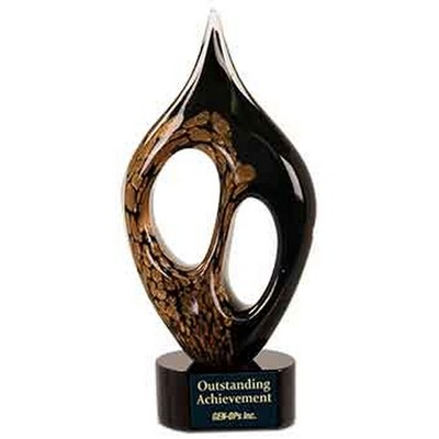 Black/Gold Coral Art Glass Award (10 1/4")