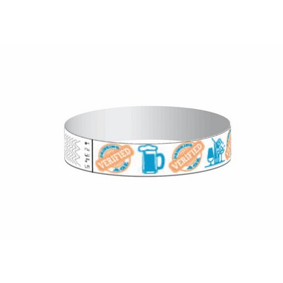 Stock Drinking Age Verified Pattern Tyvek Wristband (3/4")