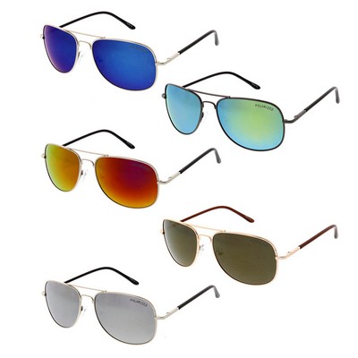 Traveler II Unisex Metal Sunglasses w/Color Mirror Lens