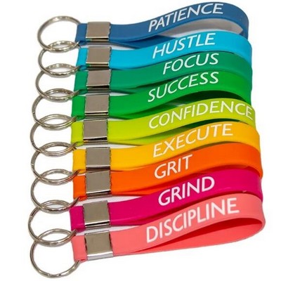 Screen Printed Silicone Wristband Keychain