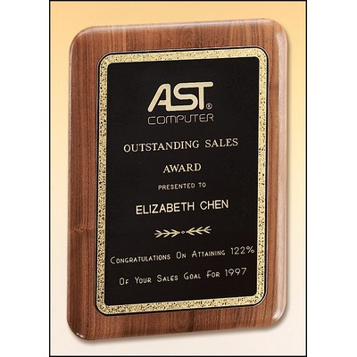 Airflyte® American Walnut Plaque w/Precision Elliptical Edge & Gold Florentine Border (5"x 7")