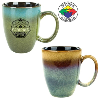 15 Oz. Brown/Blue/Tan Reactive Glaze Bistro Mug - Dishwasher Resistant - Precision Spot Color