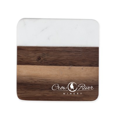 Marble & Acacia Coaster Set by Twine®