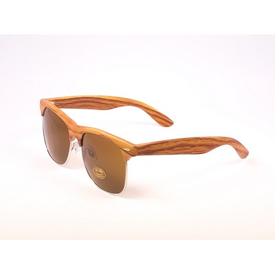 Half Frame Wood Pattern Sunglasses