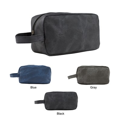 Men's Faux Leather Travel Toiletry Bag, Dopp Kit