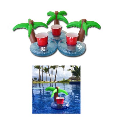 Inflatable Coasters Palm Tree Cup Holder Swimming Pool Float Drink Holder